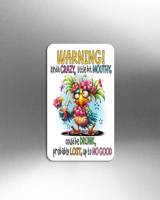 Warning!  Kinda Crazy, Little Bit Mouthy, Could Be Drunk, Probably Lost, Up To No Good - Refrigerator Magnets in 3 size choices