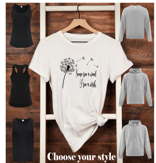 Some See A Weed I See A Wish -  Adult T-Shirts, Tank Tops, Sweatshirts & Hoodies