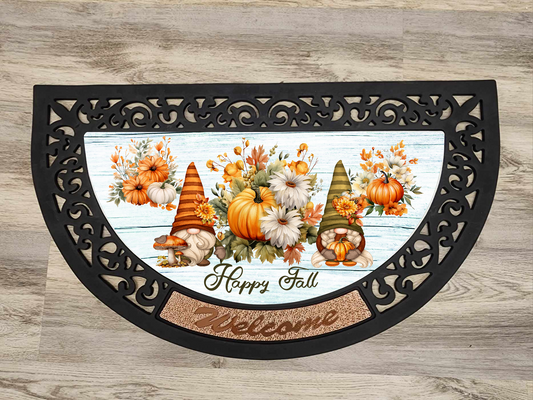 Happy Fall, Gnomes - Door Mat with Insert or Insert Only, heavy rubber 2 sizes to choose from