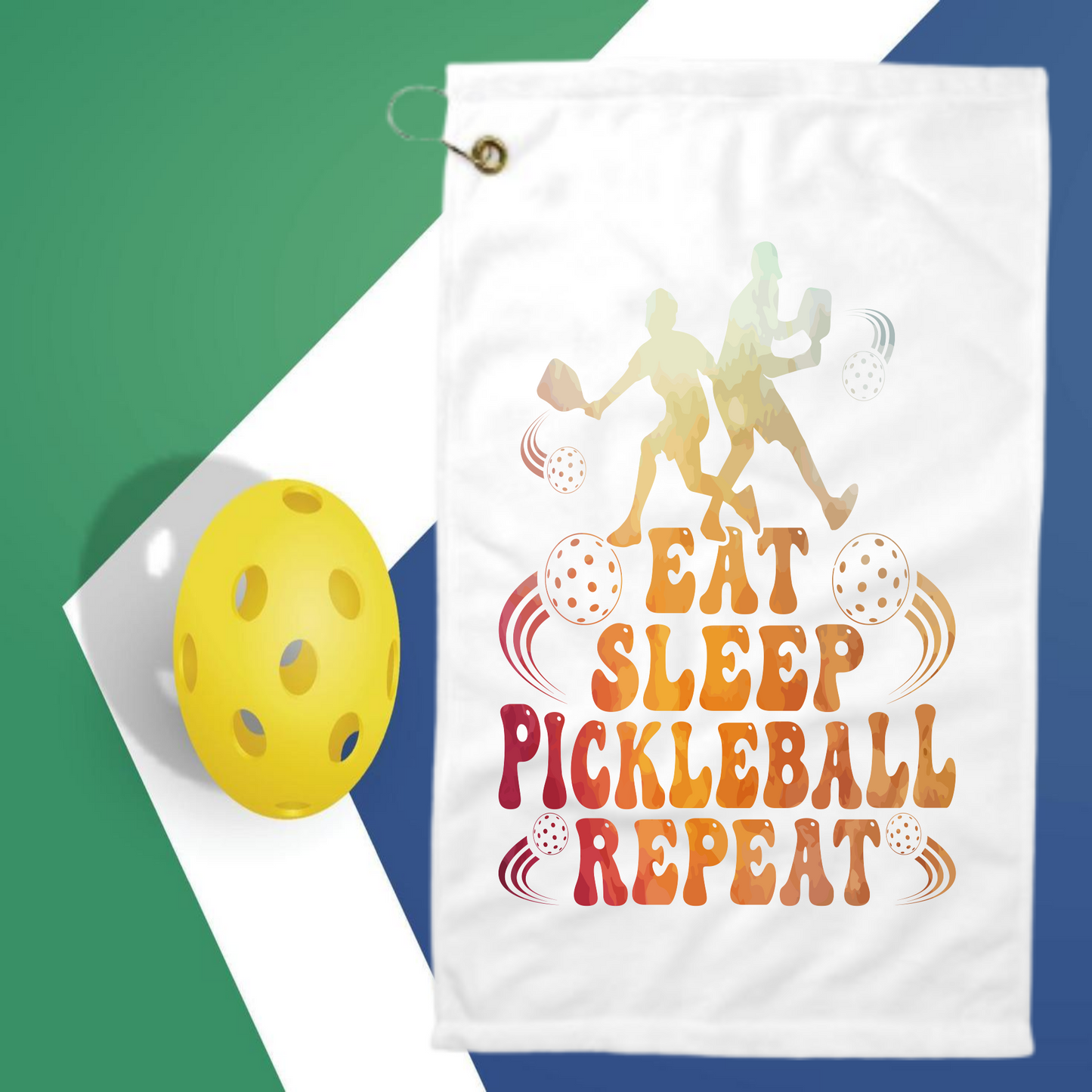 Eat Sleep Pickleball Repeat, 3 colours to choose from - Pickleball Towel with clip