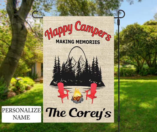 Happy Campers Making Memories, Customized - Garden Flag, 2 styles with or without stand