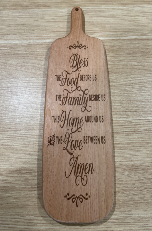 Bless The Food Before Us - Engraved Beech Cutting Board