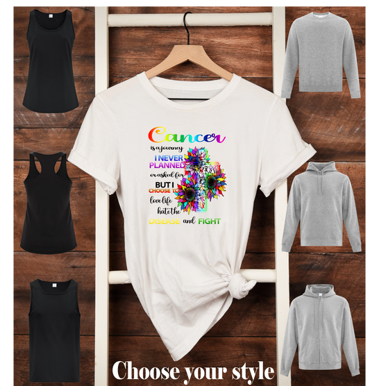 Cancer Is A Journey I Never Planned Or Asked For But I Choose To Love Life Hate The Disease And Fight - Adult T-Shirts, Tank Tops, Sweatshirts & Hoodies