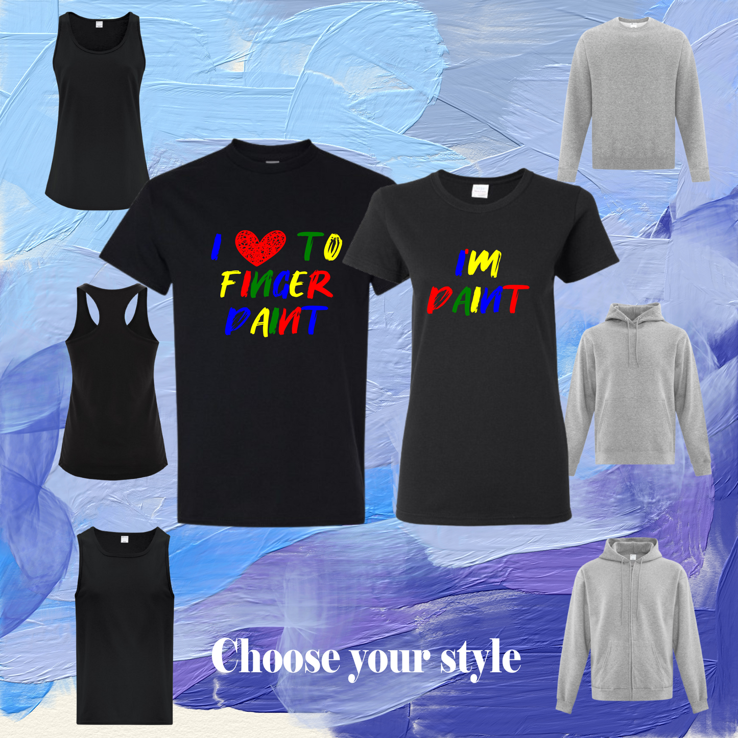 I "heart" To Finger Paint & I'm Paint - Couples Adult T-Shirts, Tank Tops, Sweatshirts & Hoodies