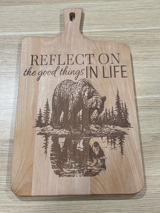 Reflect On the Good Things In Life, Grizzly - Engraved Beech Cutting Board