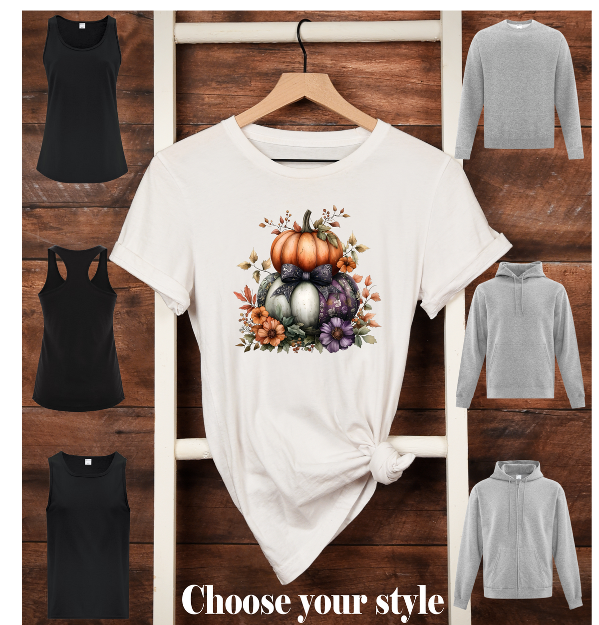 Fall Pumpkins & Bow - Adult T-Shirts, Tanks, Sweatshirts & Hoodies