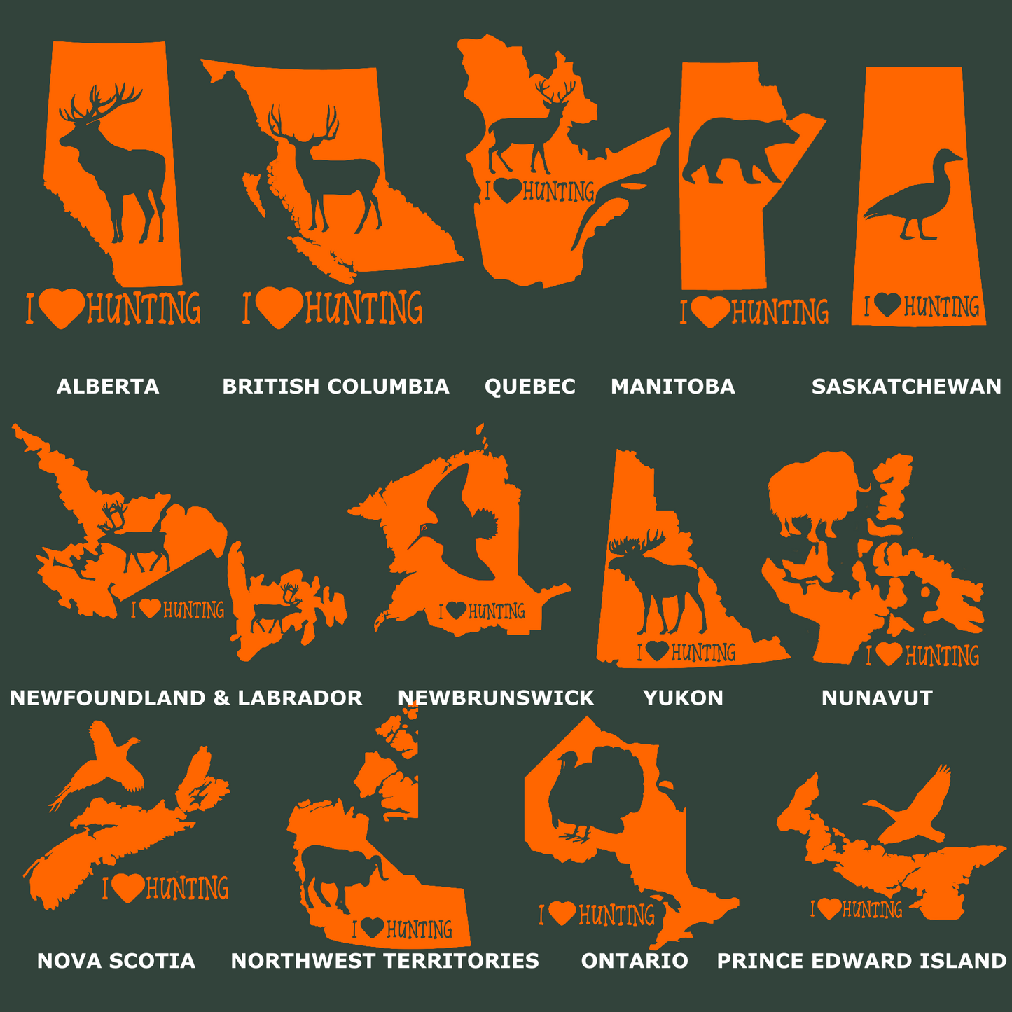 I "heart" Love Hunting, Pick Your Province - Adult T-Shirts, Tank Tops, Sweatshirts & Hoodies