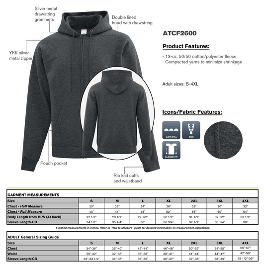 Design Your Own - Unisex Full Zip Hoodie, ATCF2600