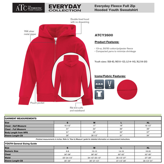 Design Your Own - Youth Full Zip Hoodie, ATCY2600