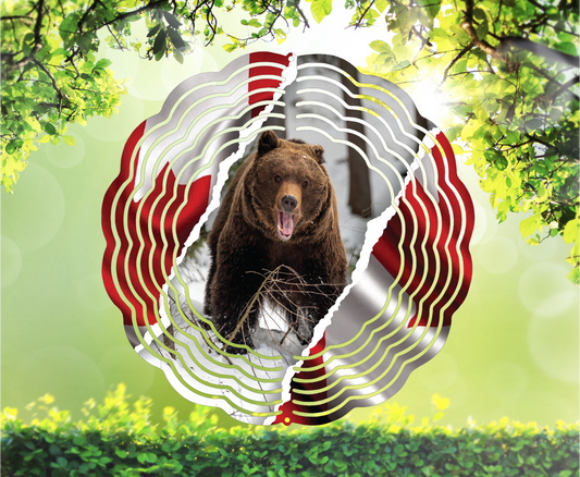 Bear, Canadian Grizzly - Wind Spinner, 6 styles & 2 sizes to choose from