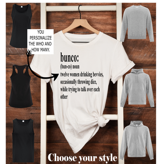 Bunco:  definition, personalized custom - Adult T-Shirts, Tank Tops, Sweatshirts & Hoodies
