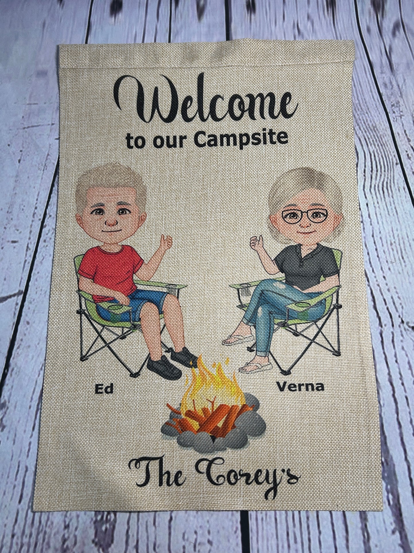 Welcome to our Campsite, Customized - Garden Flag, 2 styles with or without stand