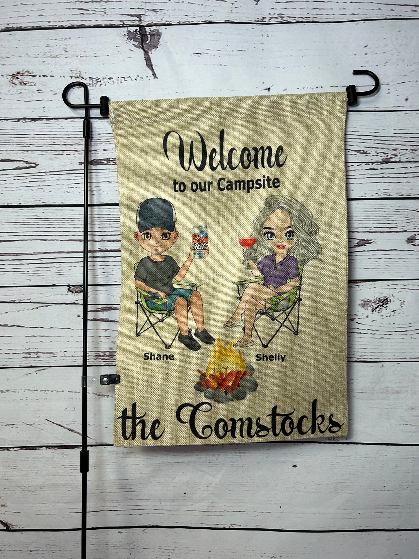 Welcome to our Campsite, Customized - Garden Flag, 2 styles with or without stand