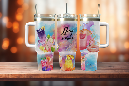 Day Drinking Season - 40oz tumbler with handle