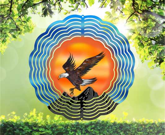 Eagle, Soaring At Sunset - Wind Spinner, 6 styles & 2 sizes to choose from