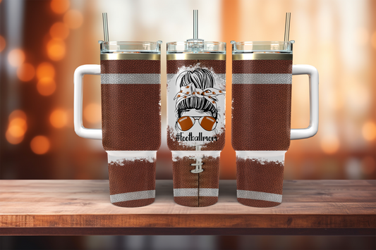 #Footballmom, Messy Bun - 40oz tumbler with handle