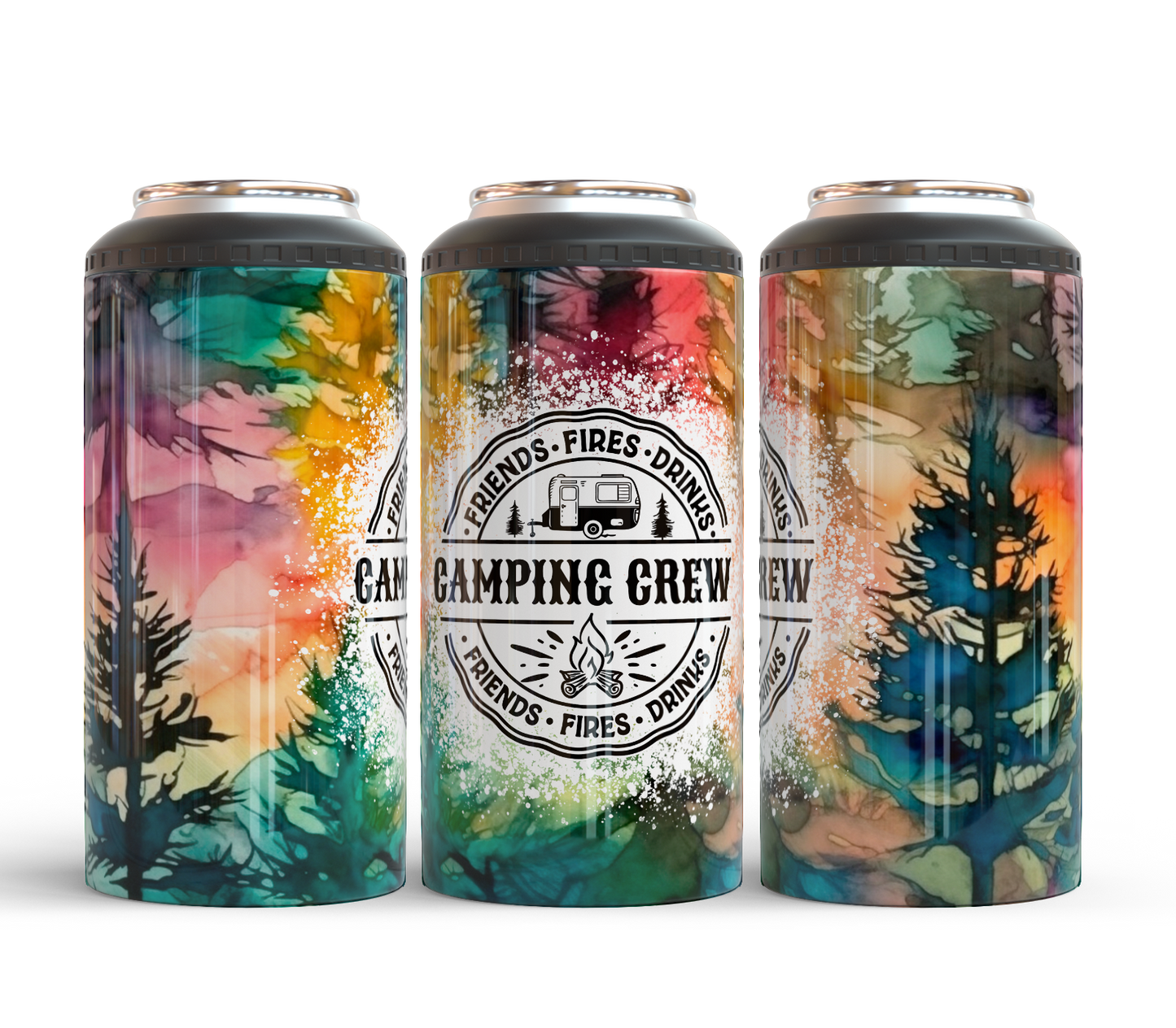 Camping Crew, Friends Fires Drinks - 15, 20 or 30oz skinny tumblers, 4 in 1 can cooler/tumbler and 4 in 1 can cooler/tumbler or 20oz blue tooth speaker tumblers
