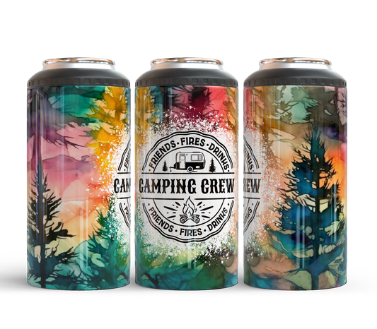 Camping Crew, Friends Fires Drinks - 15, 20 or 30oz skinny tumblers, 4 in 1 can cooler/tumbler and 4 in 1 can cooler/tumbler or 20oz blue tooth speaker tumblers