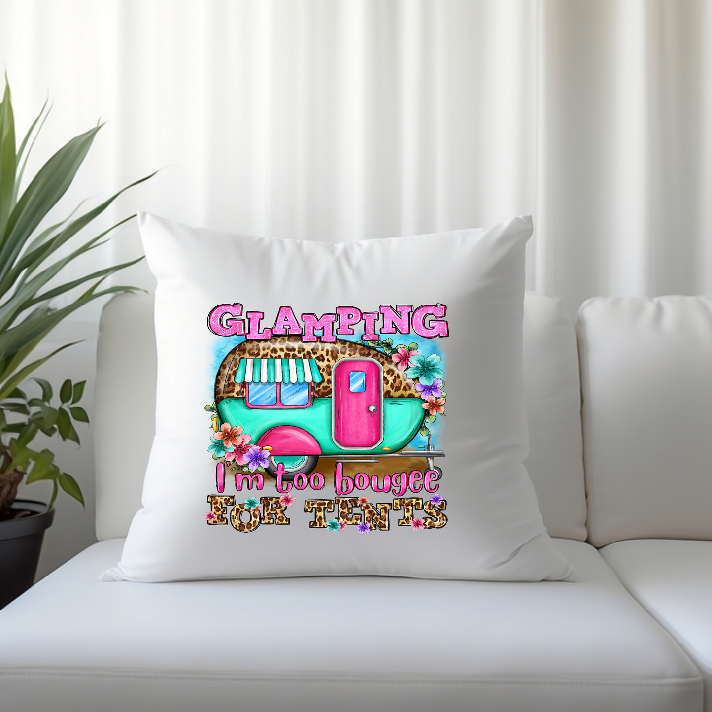 Glamping - Throw Pillow Cover or Cover with Insert