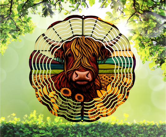 Highland Cow - Wind Spinner, 6 styles & 2 sizes to choose from