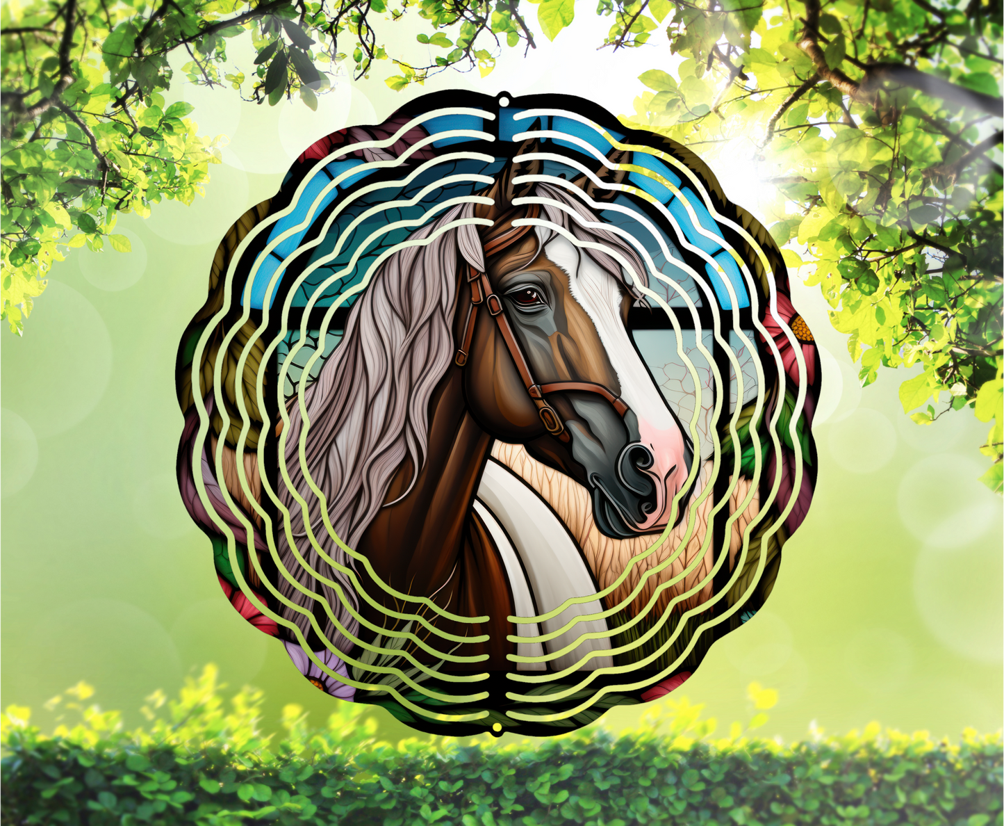 Horse, Stained Glass Look - Wind Spinner, 6 styles & 2 sizes to choose from