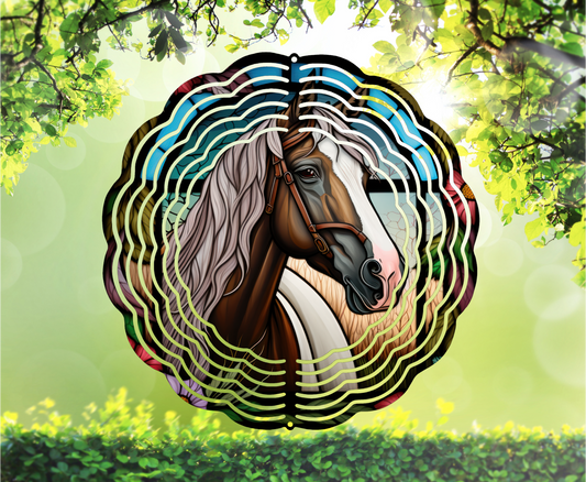 Horse, Stained Glass Look - Wind Spinner, 6 styles & 2 sizes to choose from