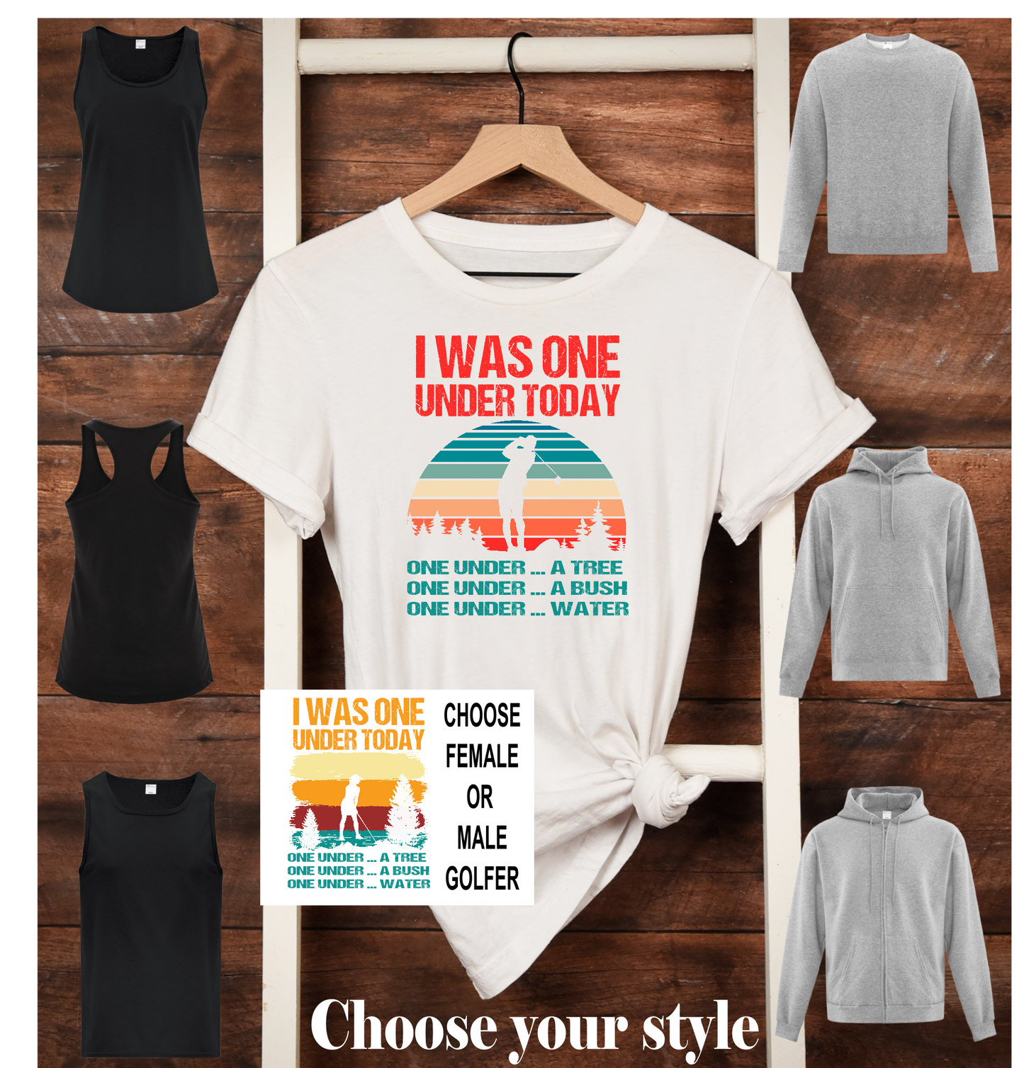 I Was One Under Today One Under A Tree One Under A Bush One Under Water, Personalize - Adult T-Shirts, Tank Tops, Sweatshirts & Hoodies