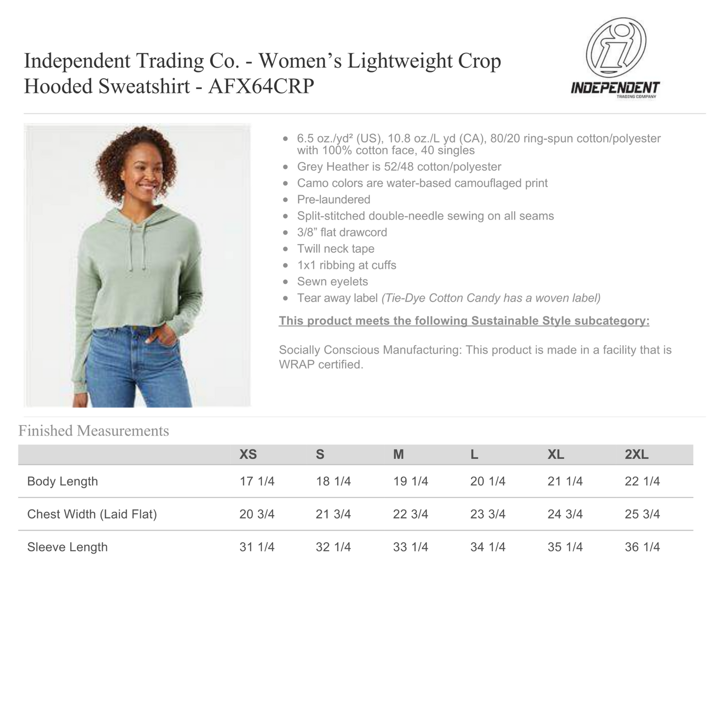 Design Your Own - Ladies Crop Hoodie, Independent AFX64CRP
