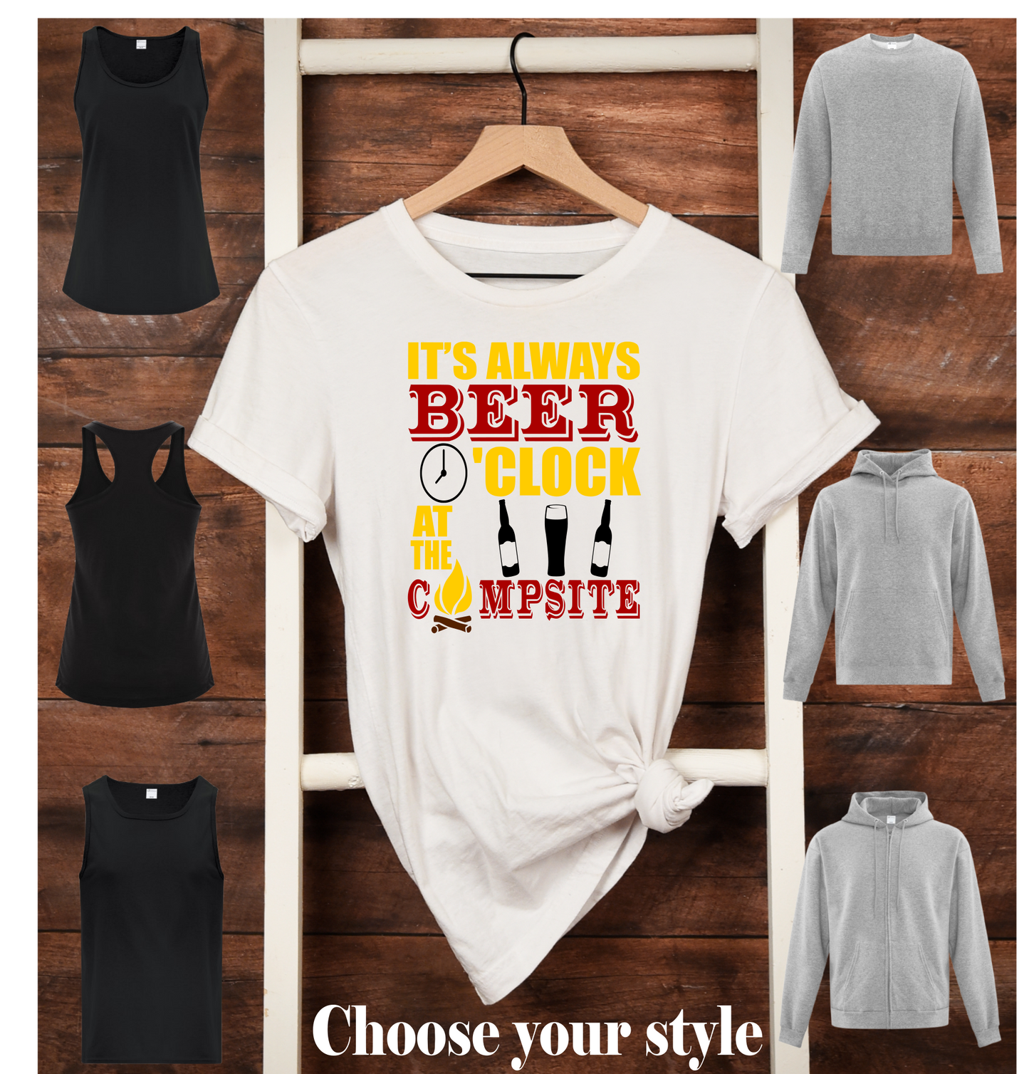It's Aways Beer O'clock At The Campsite - Adult T-Shirts, Tank Tops, Sweatshirts & Hoodies