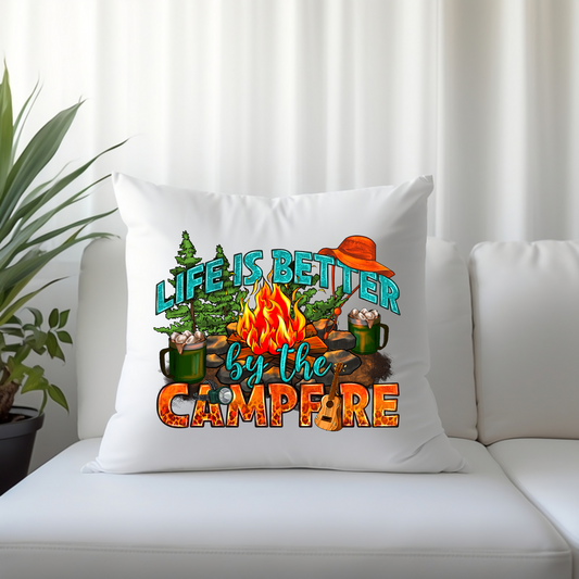Life Is Better By The Campfire - Throw Pillow Cover or Cover with Insert