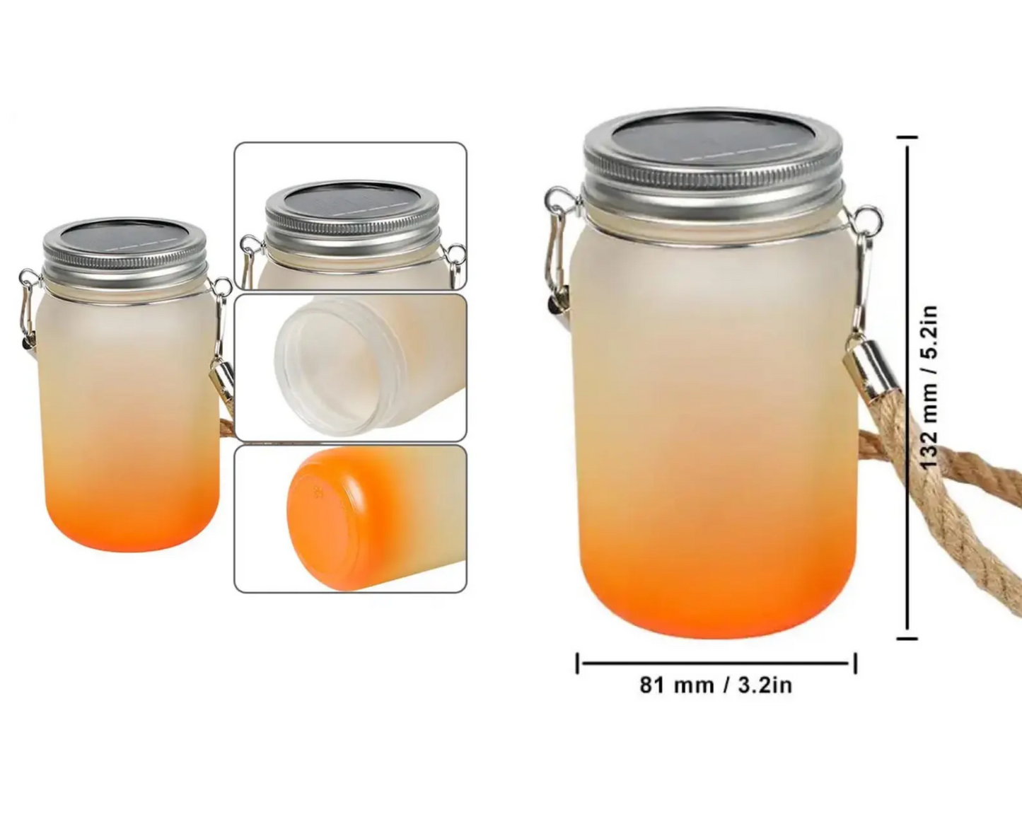 Happy Camper, Gnomes - Solar Mason Jar Light with Multicolour Fairy Lights