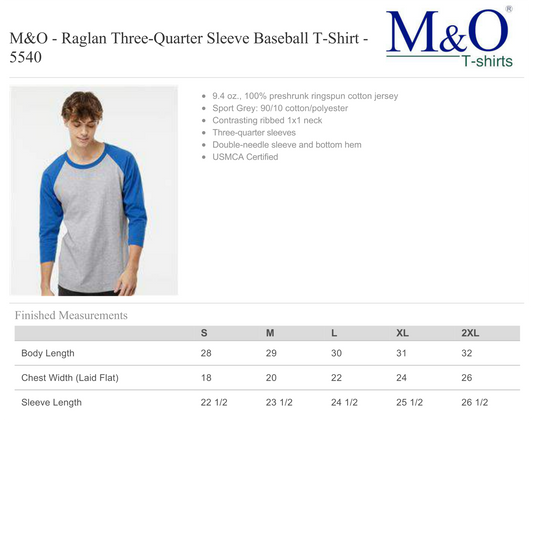 Design Your Own - Unisex Raglan Baseball T-Shirt, M&O5540
