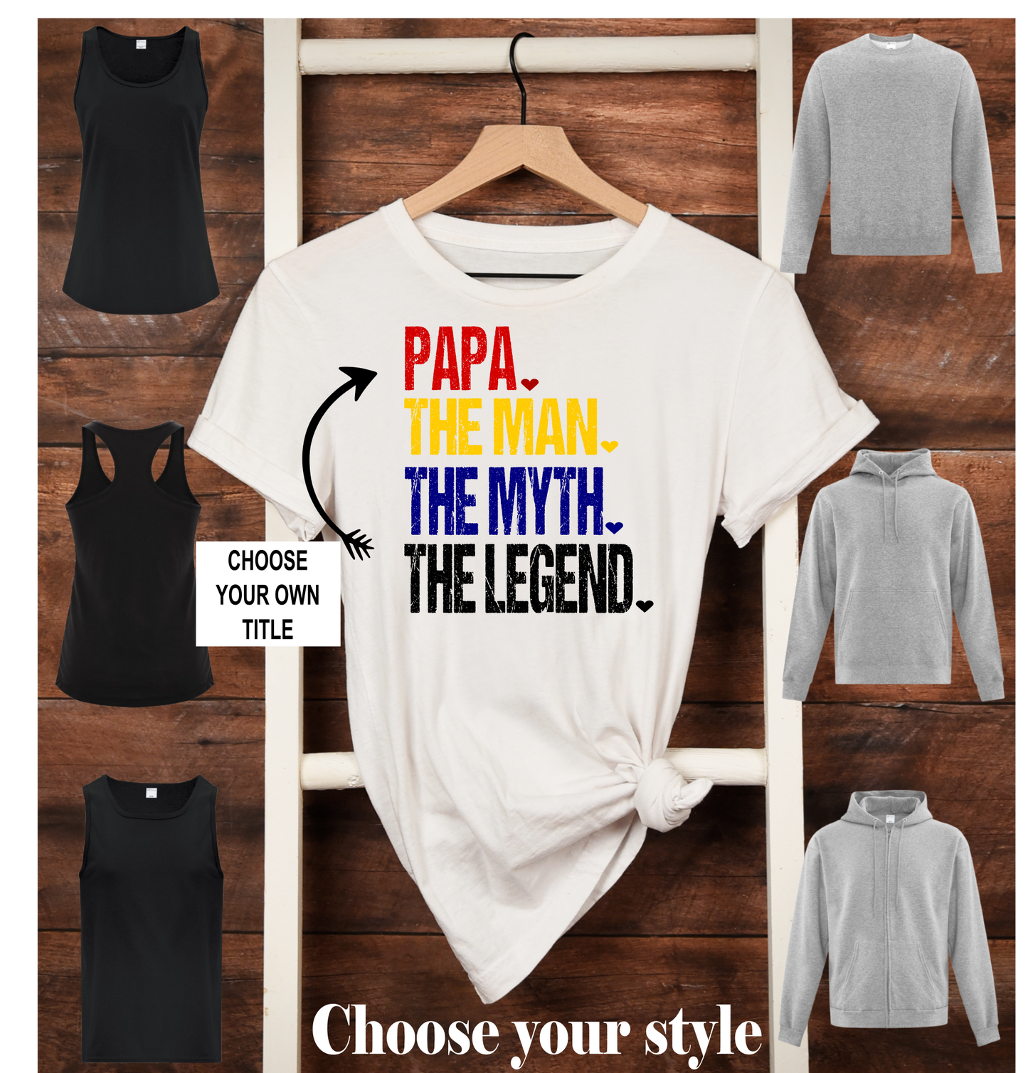 Papa The Man The Myth The Legend, personalize - Adult T-Shirts, Tank Tops, Sweatshirts & Hoodies