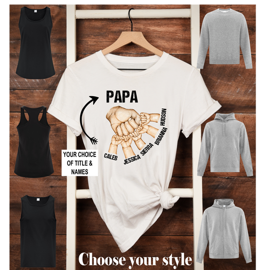 Papa, Family Fist Bump, Personalized - Adult T-Shirts, Tank Tops, Sweatshirts & Hoodies