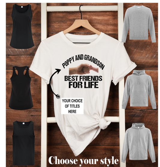 Poppy And Grandson Best Friends For Life, Personalized - Adult T-Shirts, Tank Tops, Sweatshirts & Hoodies