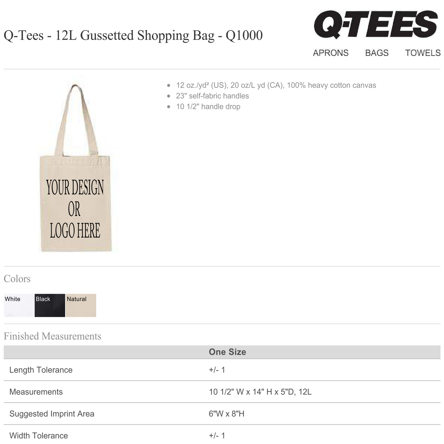 Design Your Own - 12L Gusseted Shopping Bag, Q1000