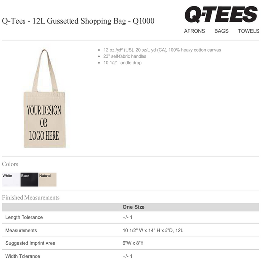 Design Your Own - 12L Gusseted Shopping Bag, Q1000