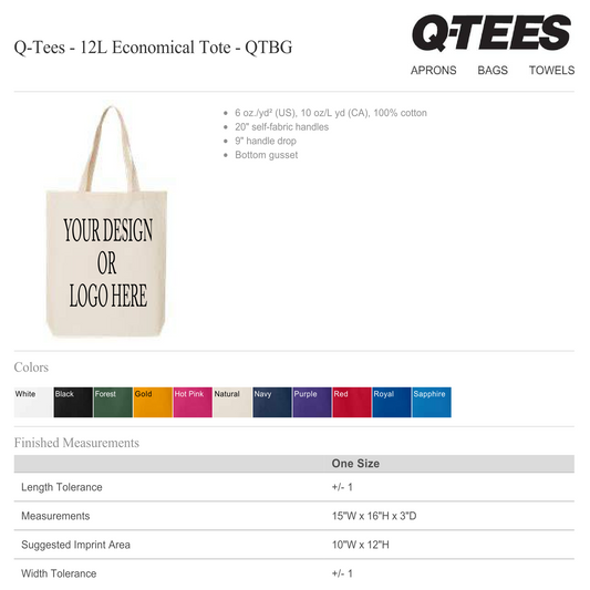 Design Your Own - 12L Economical Tote, QTBG