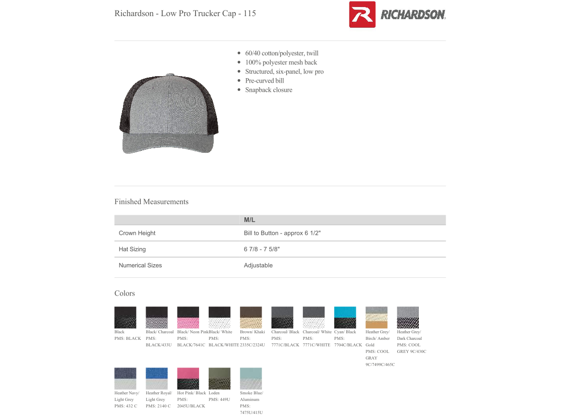 Design Your Own - Low Pro Trucker, Richardson 115