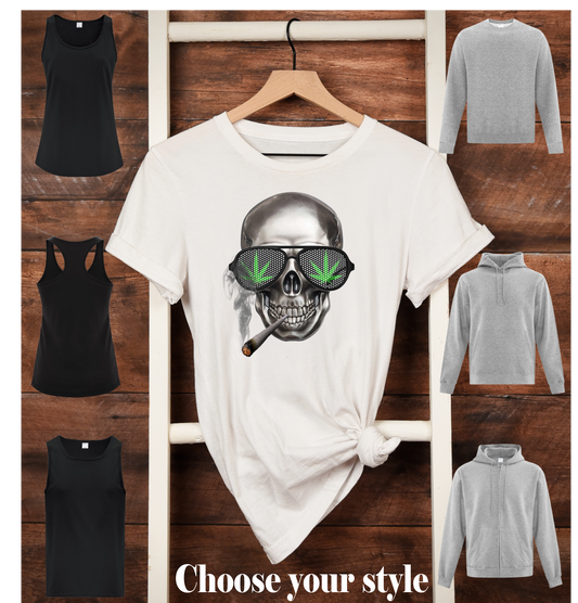 Skull Smoking A Joint - Adult T-Shirts, Tank Tops, Sweatshirts & Hoodies