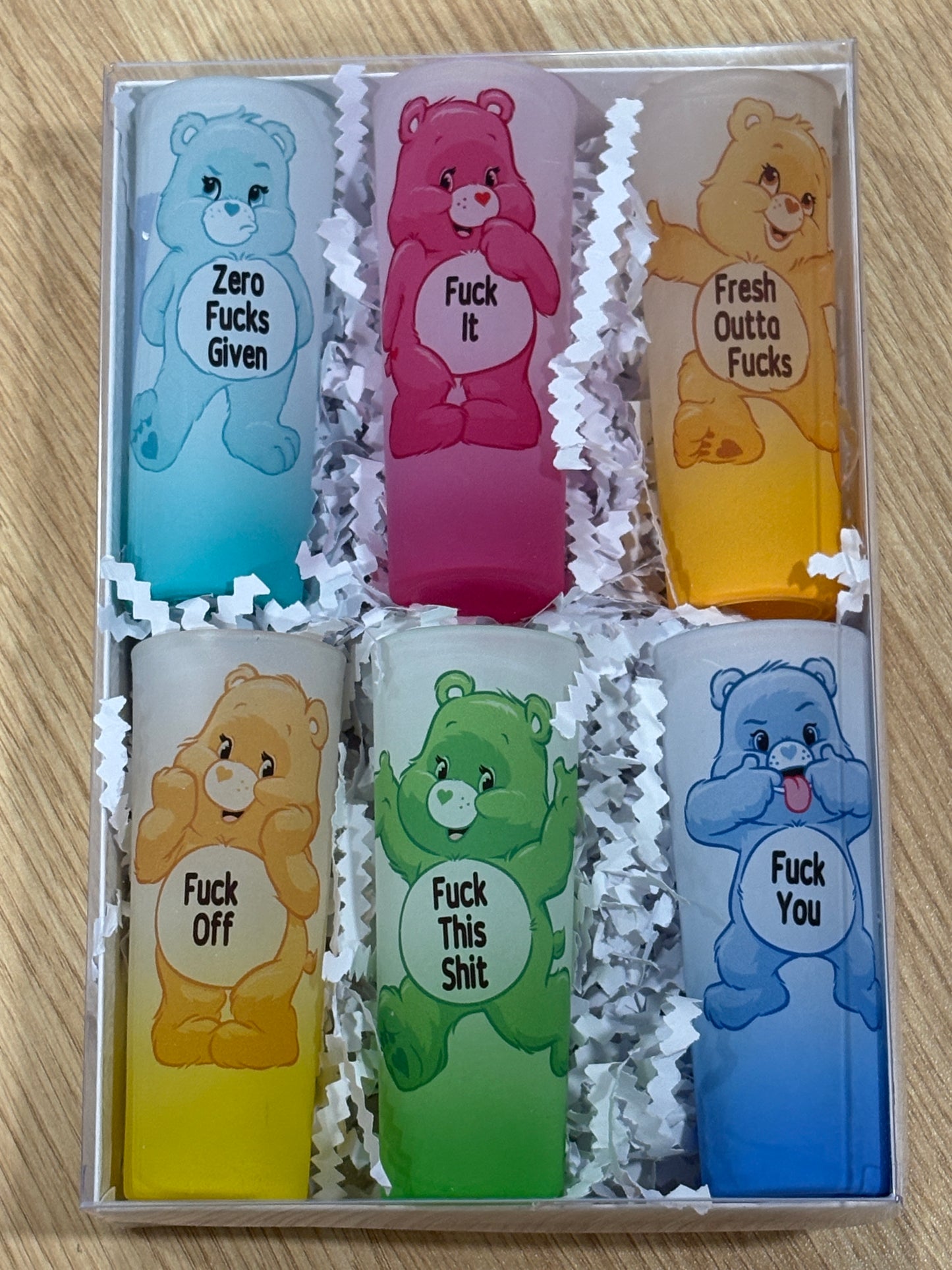 Swear Bears Ombre Shot Glasses - Set of 6