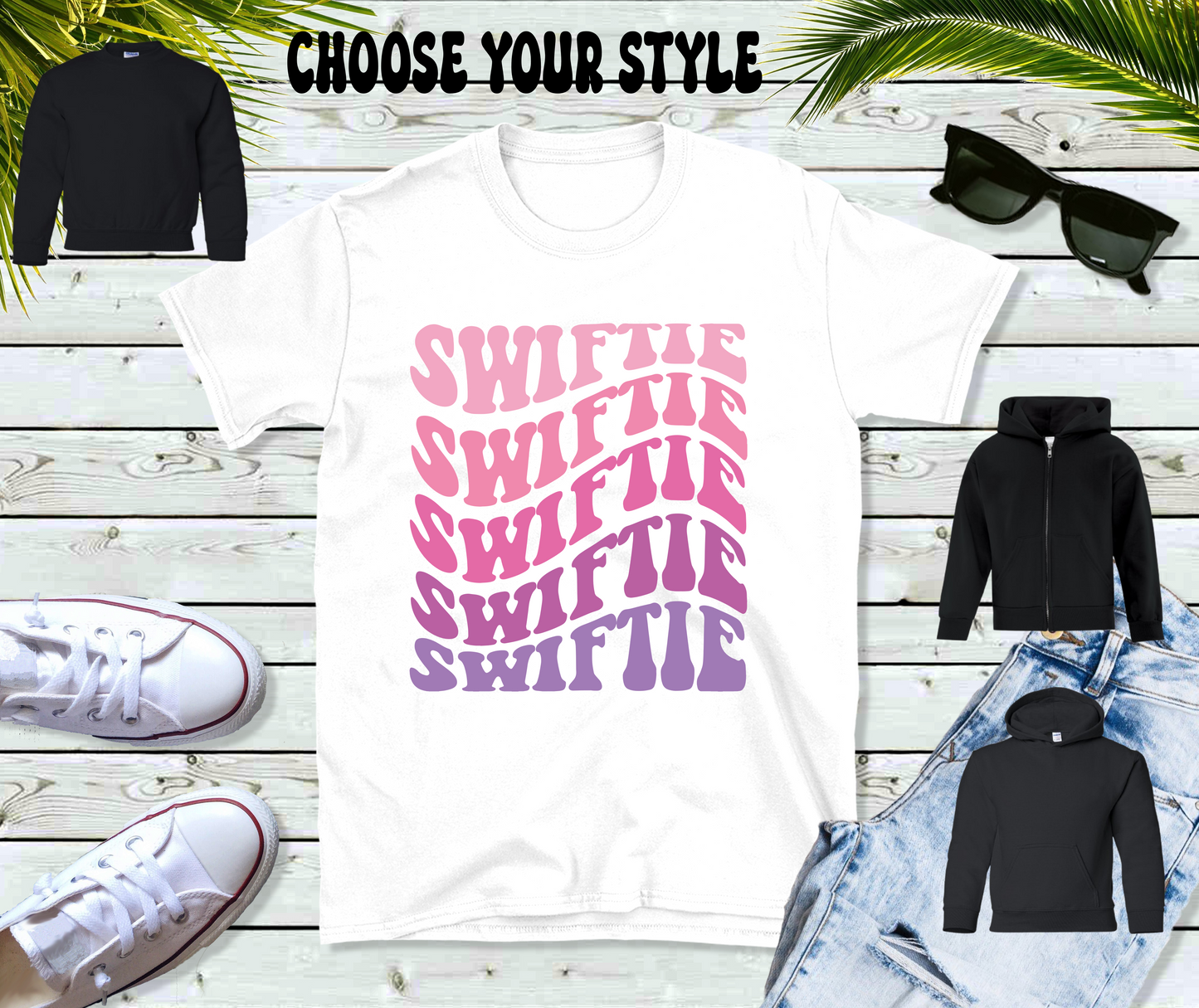 Swiftie, Retro Pink Fading to Purple - Youth Tee, Sweatshirt, Pullover or Zip Up Hoodie