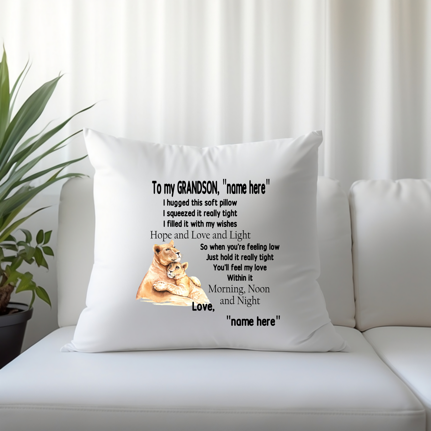 To My "Title", "Name" I/We hugged this soft pillow....Love "Name(s)/Title(s) , Personalize It - Throw Pillow Cover or Cover with Insert with 8 Animal Designs to choose from