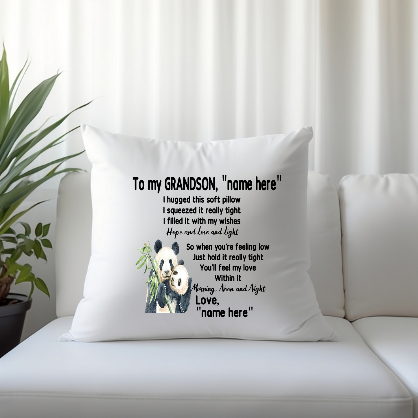 To My "Title", "Name" I/We hugged this soft pillow....Love "Name(s)/Title(s) , Personalize It - Throw Pillow Cover or Cover with Insert with 8 Animal Designs to choose from