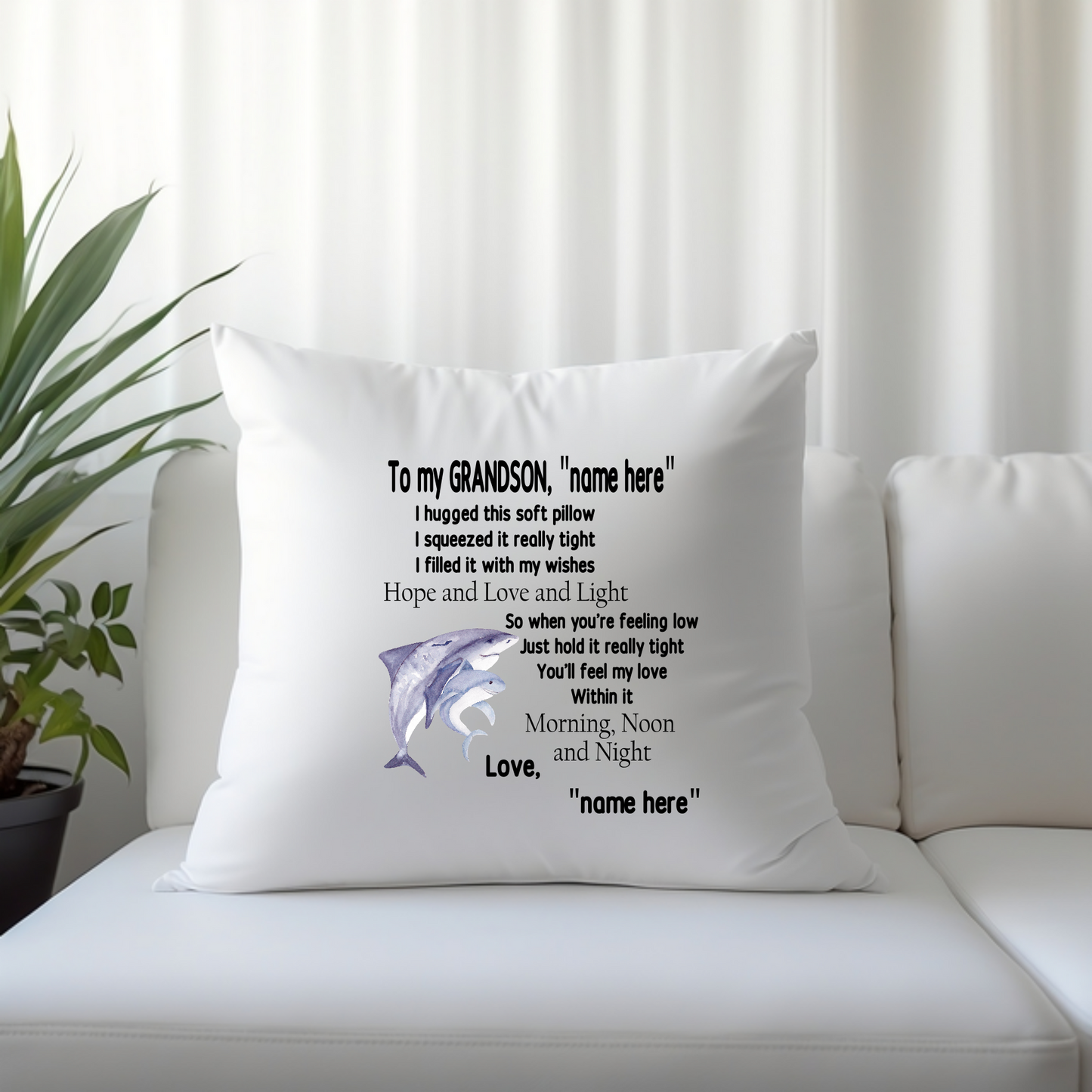 To My "Title", "Name" I/We hugged this soft pillow....Love "Name(s)/Title(s) , Personalize It - Throw Pillow Cover or Cover with Insert with 8 Animal Designs to choose from