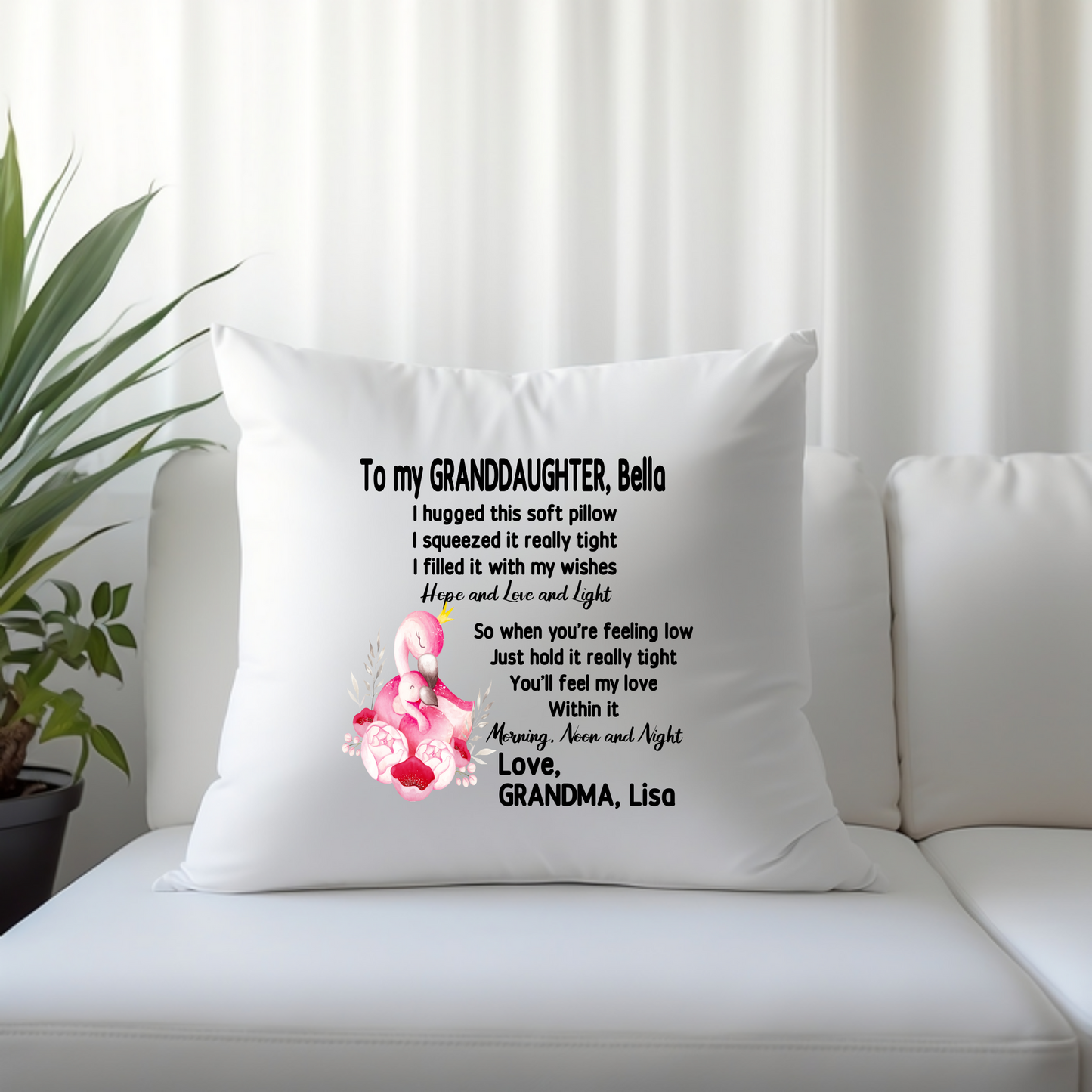 To My "Title", "Name" I/We hugged this soft pillow....Love "Name(s)/Title(s) , Personalize It - Throw Pillow Cover or Cover with Insert with 8 Animal Designs to choose from