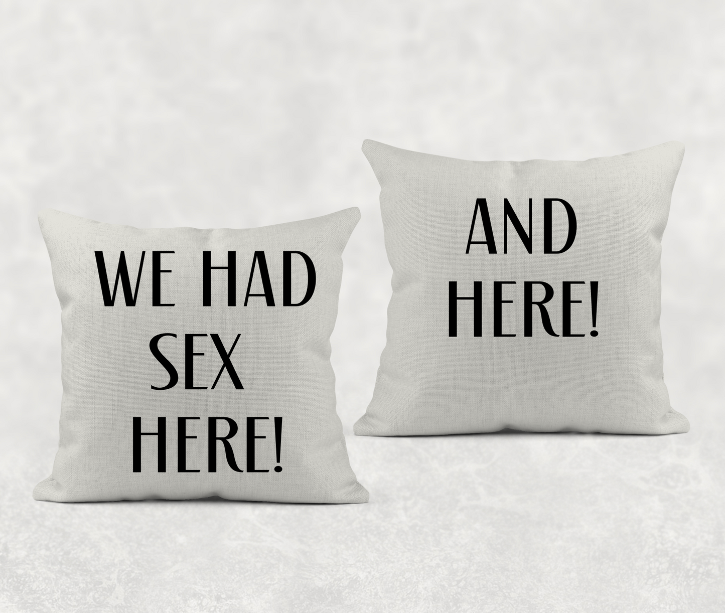 We Had Sex Here And Here - Set of 2 Throw Pillow Covers or Covers with Inserts