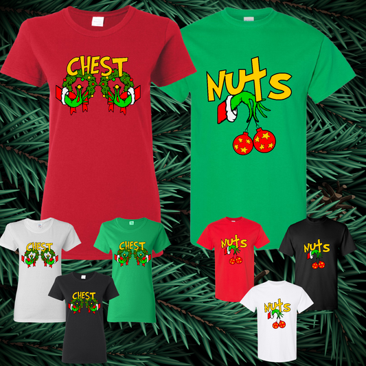 Chest Nuts, Couples Christmas Shirt - Couples Adult T-Shirts, Tank Tops, Sweatshirts & Hoodies