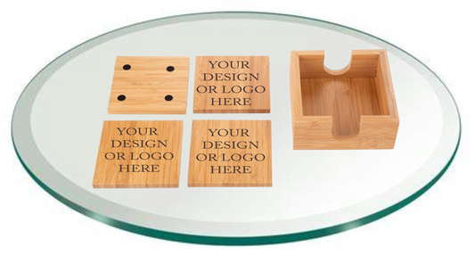 Design Your Own- Bamboo Coasters & Holder Set