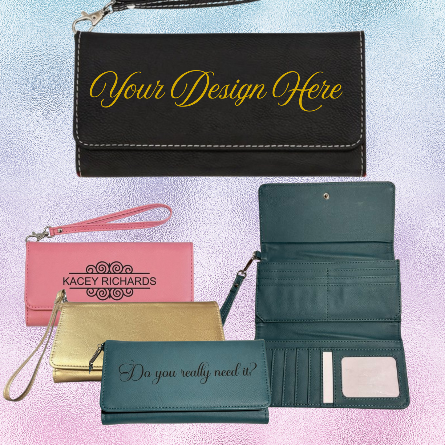 Design Your Own - Ladies Leather Wallet Engraved